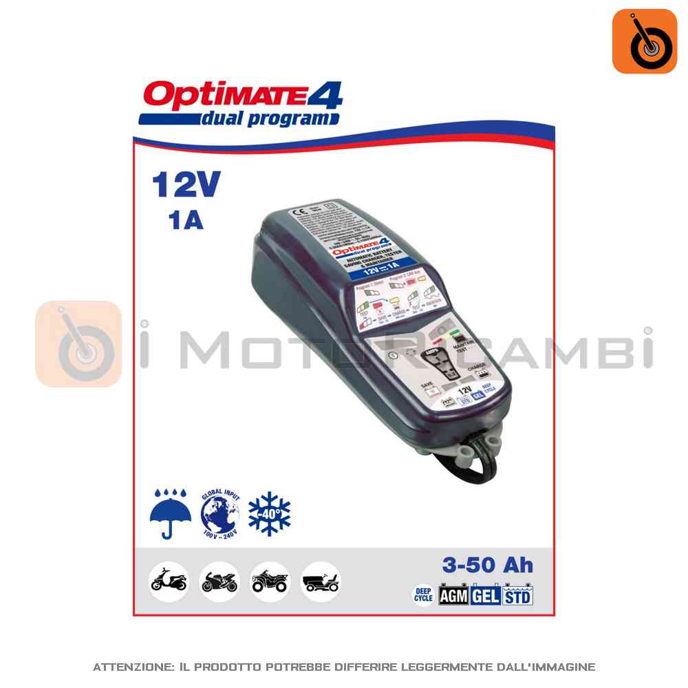 Caricabatterie Optimate 4 DUAL PROGRAM 1A (Rif.Tecmate: TM340) -  iMotoRicambi