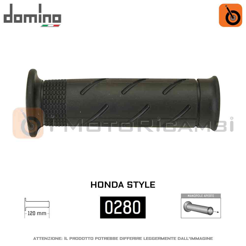 Coppia manopole Domino A010 in gomma grigio nero per moto stradali